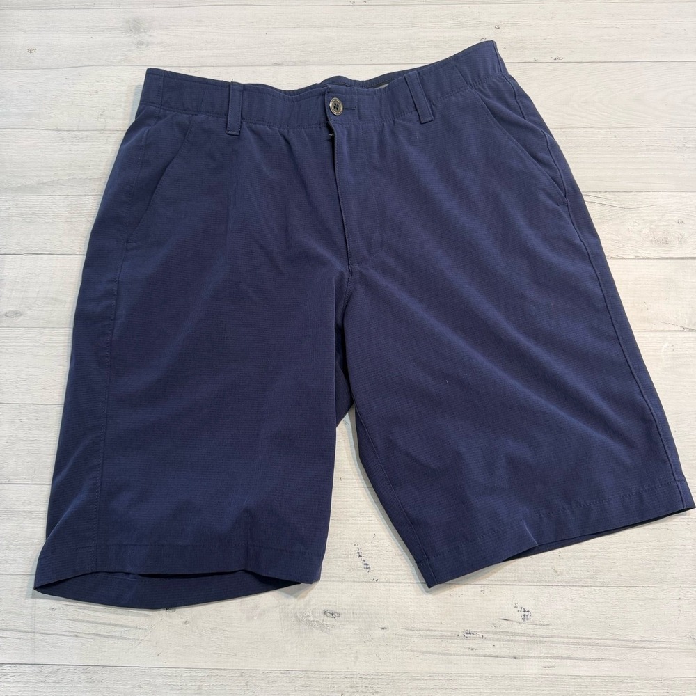 Under Armour UA HeatGear Match Play Golf Shorts blue loose fit size 34